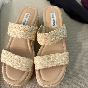 Steve Madden Cream Espadrille Sandals with Woven Straps